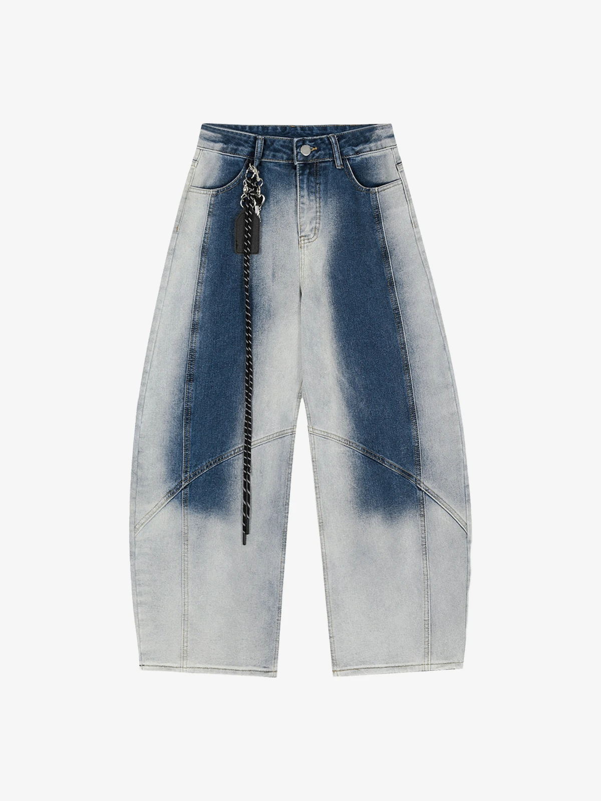 Blue Act Chic Washed Gradient Pendant Baggy Jeans Front