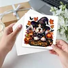 (US Only)6PCS DIY Halloween Dog Diamond Art Greeting Cards for Halloween and Holidays