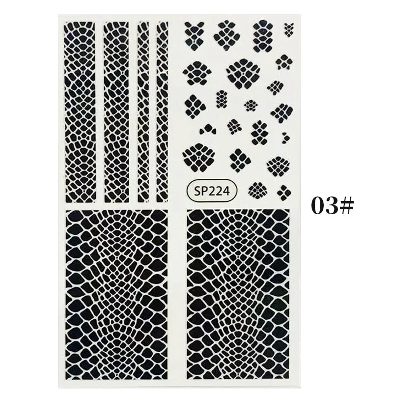 1PC Zebra Serpentine 3D Nail Stickers Fluorescence Green Leopard Prints Sliders Animal Skins Nail Art Decoration For Manicures