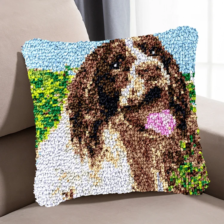 Welsh Springer Spaniel Pillowcase Latch Hook Kit for Adult, Beginner and Kid veirousa