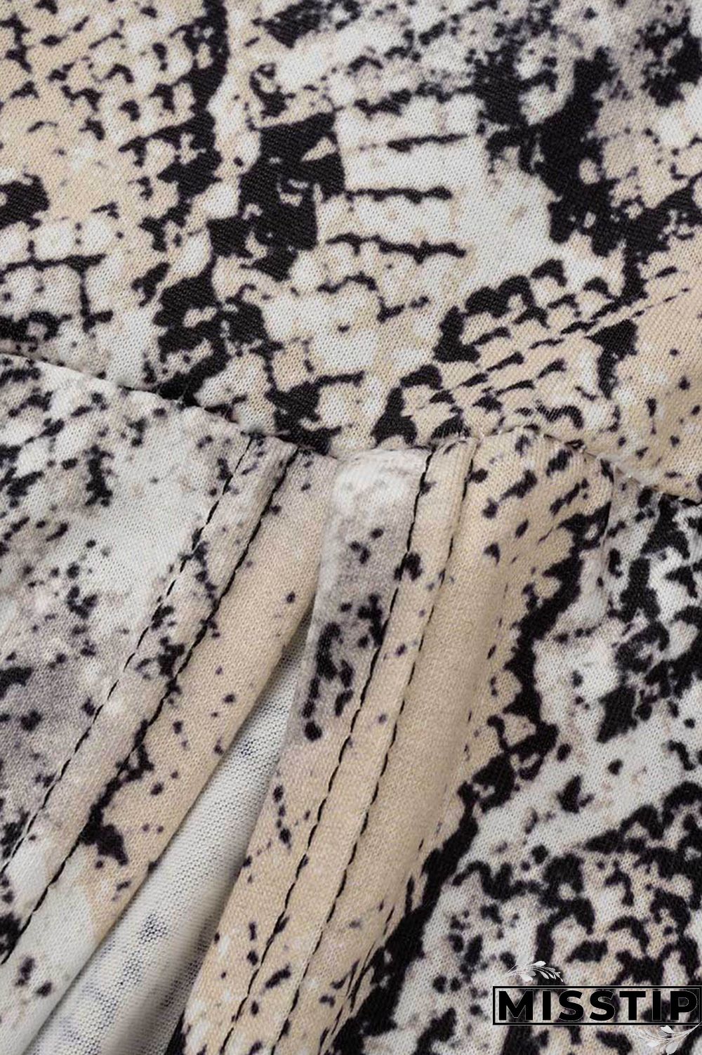 Brown Casual Print Patchwork Slit V Neck Long Sleeve Dresses