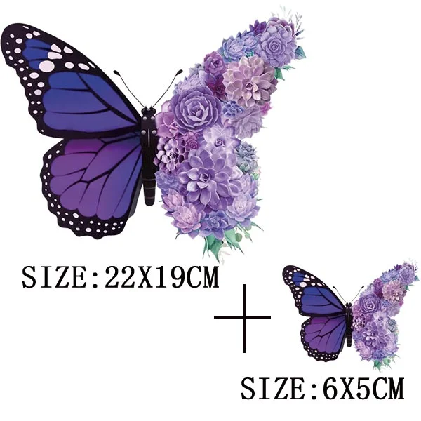 Colorful Butterfly Iron On Transfer For Clothing A-level Washable Thermal Sticker Beautiful Flower Patches On Clothes Decoration