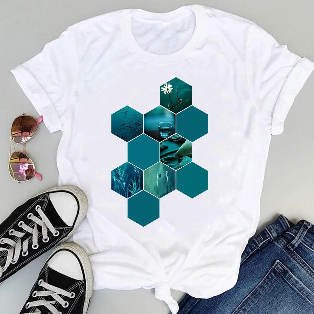 Women Tees Striped Lovely 90s Fashion Short Sleeve Tshirts Cartoon Print Summer Female Regular Clothes Tops Graphic T-Shirt