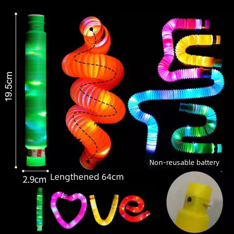Pop Tube Luminous Decompression Toy Telescopic Tube LED Light Decompression Drain Pipe Color Stretch Tube