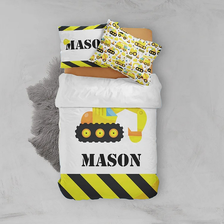 BlanketCute-Personalized Lovely Bedroom Tractor Bedding Set with Your Kid's Name | 02