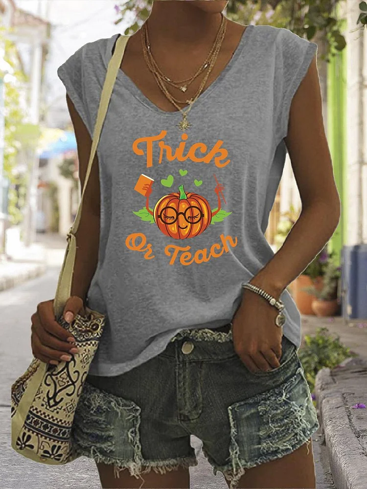 Trick Or Teach Cute V Neck T-shirt Tees-07251-Annaletters