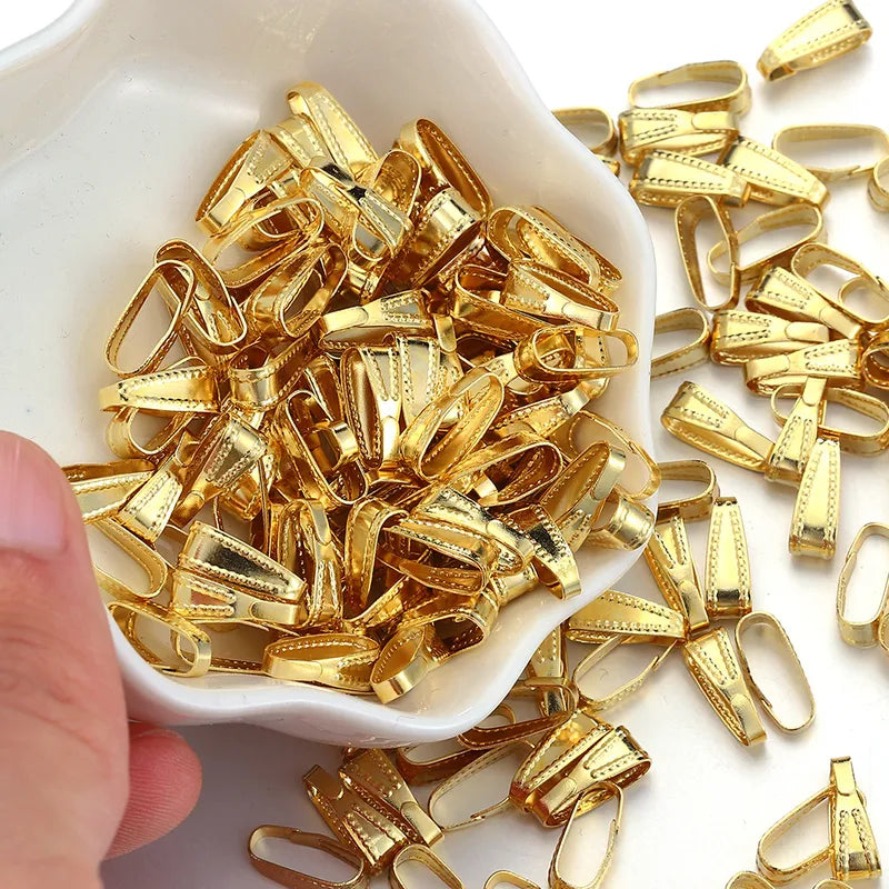 50 PCS/Package 7*2.4mm 304 Stainless Steel Geometric Melon Seed Buckle Jewelry Accessories