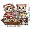 H&ouml;lzerne Willkommen zu Hause Weihnachtskatze - 5d DIY Handwerk Wandhaken