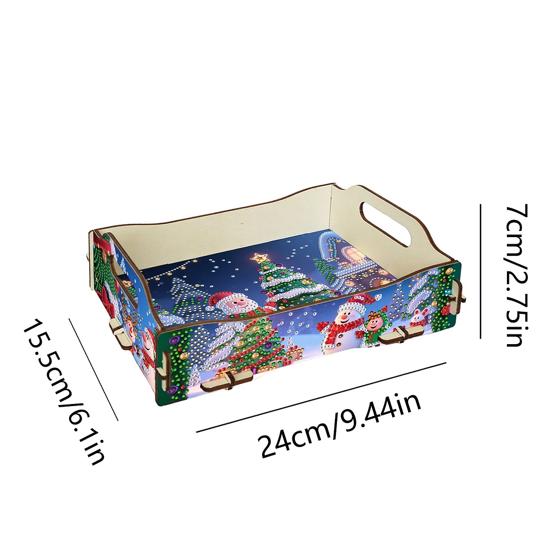 5D DIY Christmas Tree Diamond Painting Serving Tray with Handle for Coffee Table