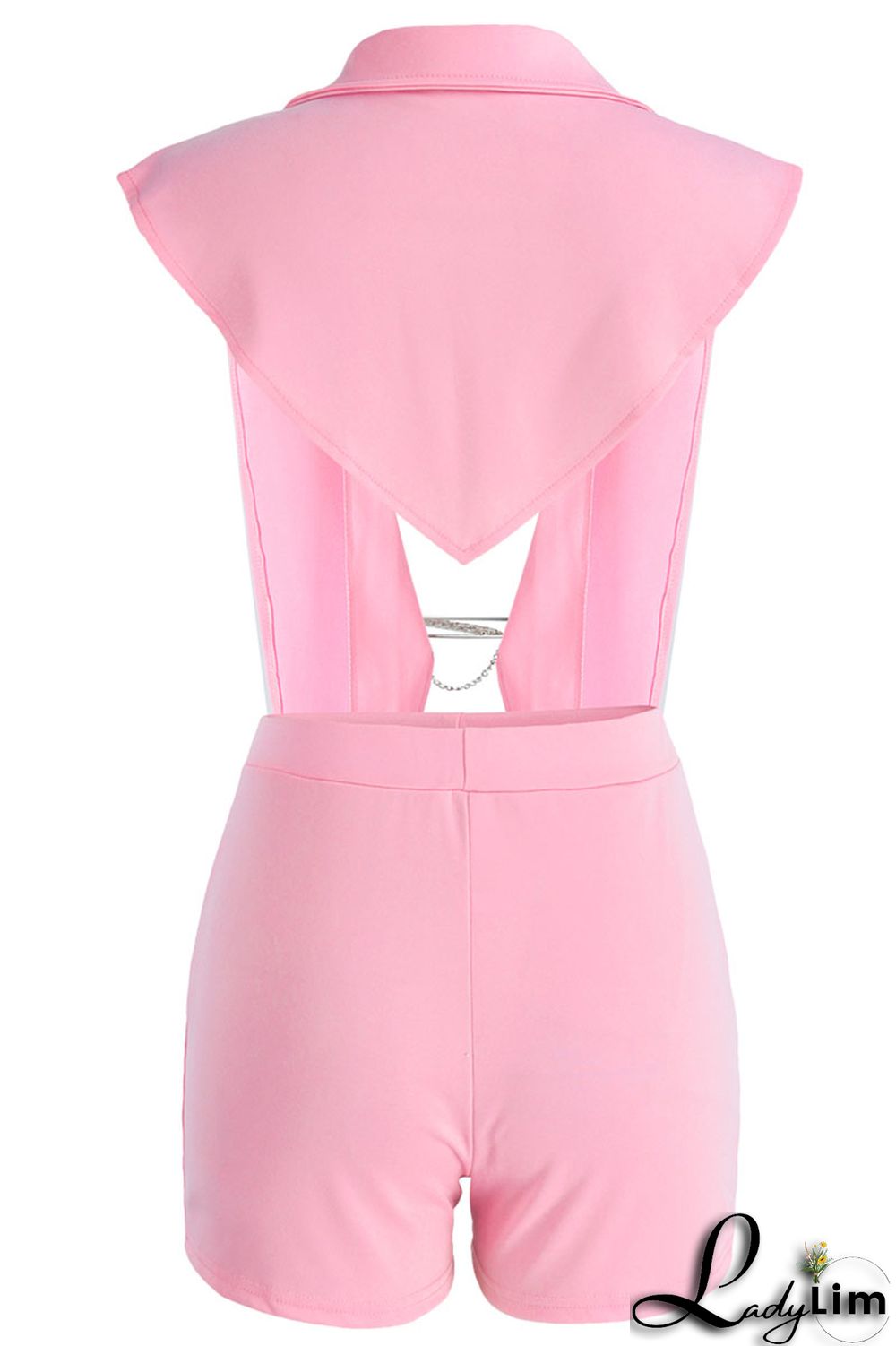 Black Sexy Solid Backless Asymmetrical V Neck Sleeveless Two Pieces