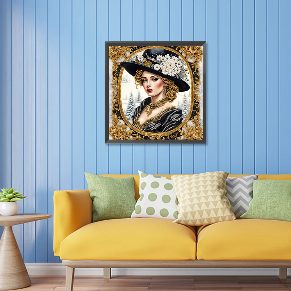 Diamond Painting - Partial Special Shaped Drill - Fashion Lady(Canvas|30*30cm)