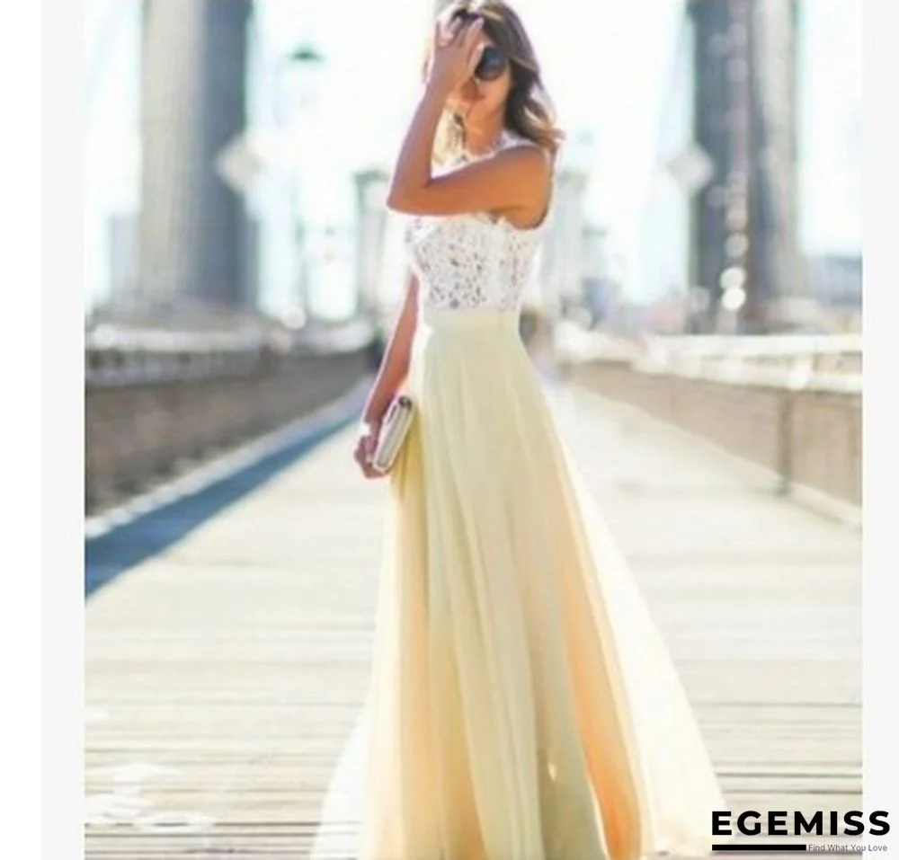 Lace Stitched Chiffon Extra Long Dress | EGEMISS