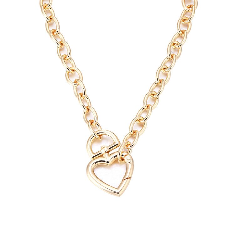 New gold thick chain necklace love pendant collarbone chain