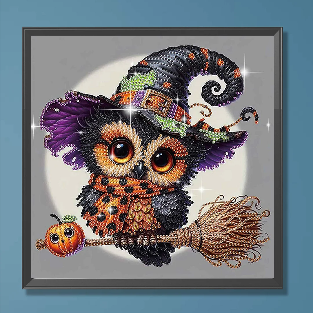 Diamond Painting - Partial Special Shaped Drill - Halloween Owl(Canvas|30*30cm)