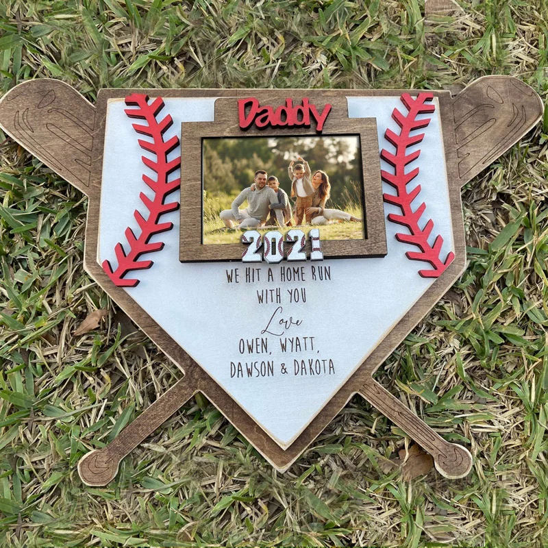 Personalized Baseball Themed Wood Frame the Perfect Gift for Dad for Birthday or Fathers Day