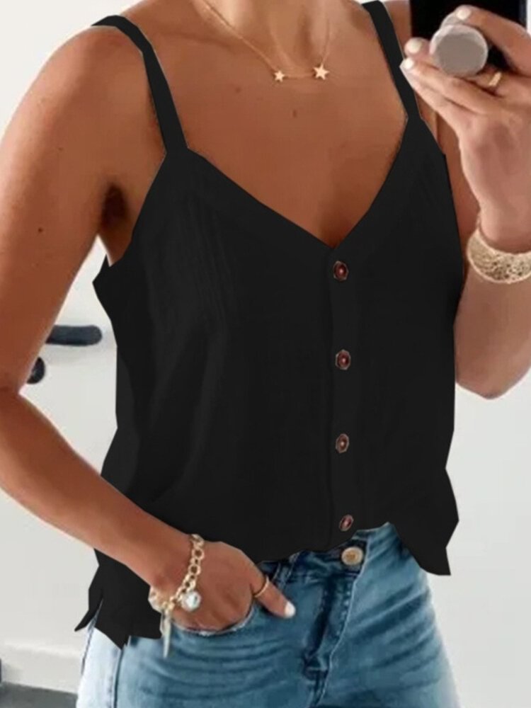 Solid Color V neck Sleeveless Tank Tops For Women P1676888