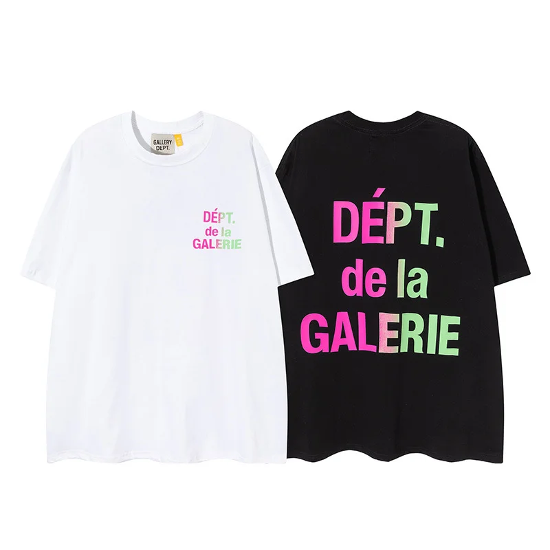 GALLERY DEPT Letter Slogan LOGO Printed Hip-hop Men's and Women's Round Neck Casual Short-sleeved T-shirt