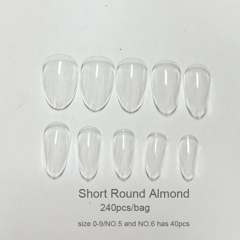 240pcs Gelly Tips Soft Gel Nail Extension Tips Full Cover Pre-shaped Sculpted Long Coffin Stiletto False Tip Quick Building Mold-Nail Inspo