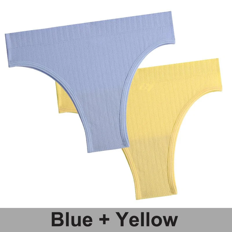 2PCS/Set Women Panties Seamless Underwear Female Lingerie Solid Color Sexy Brazillian Panties Woman's Underpants Intimate Pantys