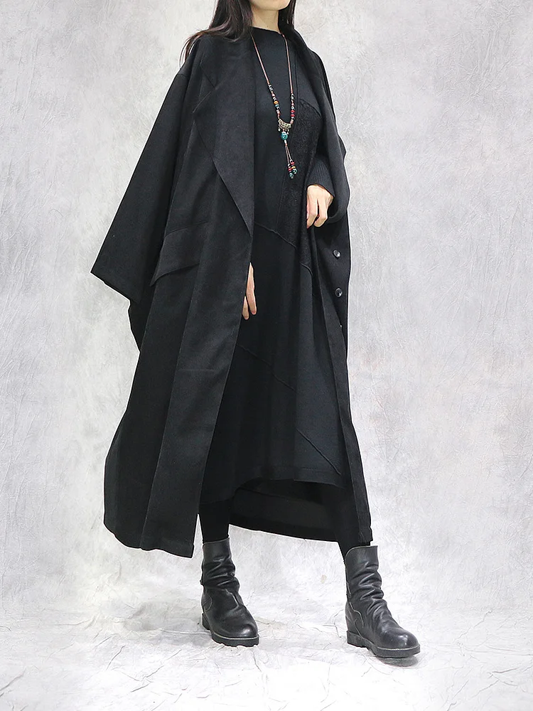 Loose Irregular Solid Color Outwear - yankia