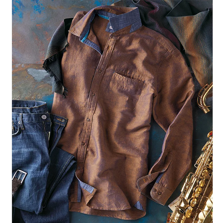 Fashion all-match Rust color Shirt