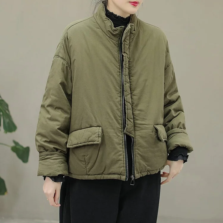 Women Retro Casual Loose Quilted Coat