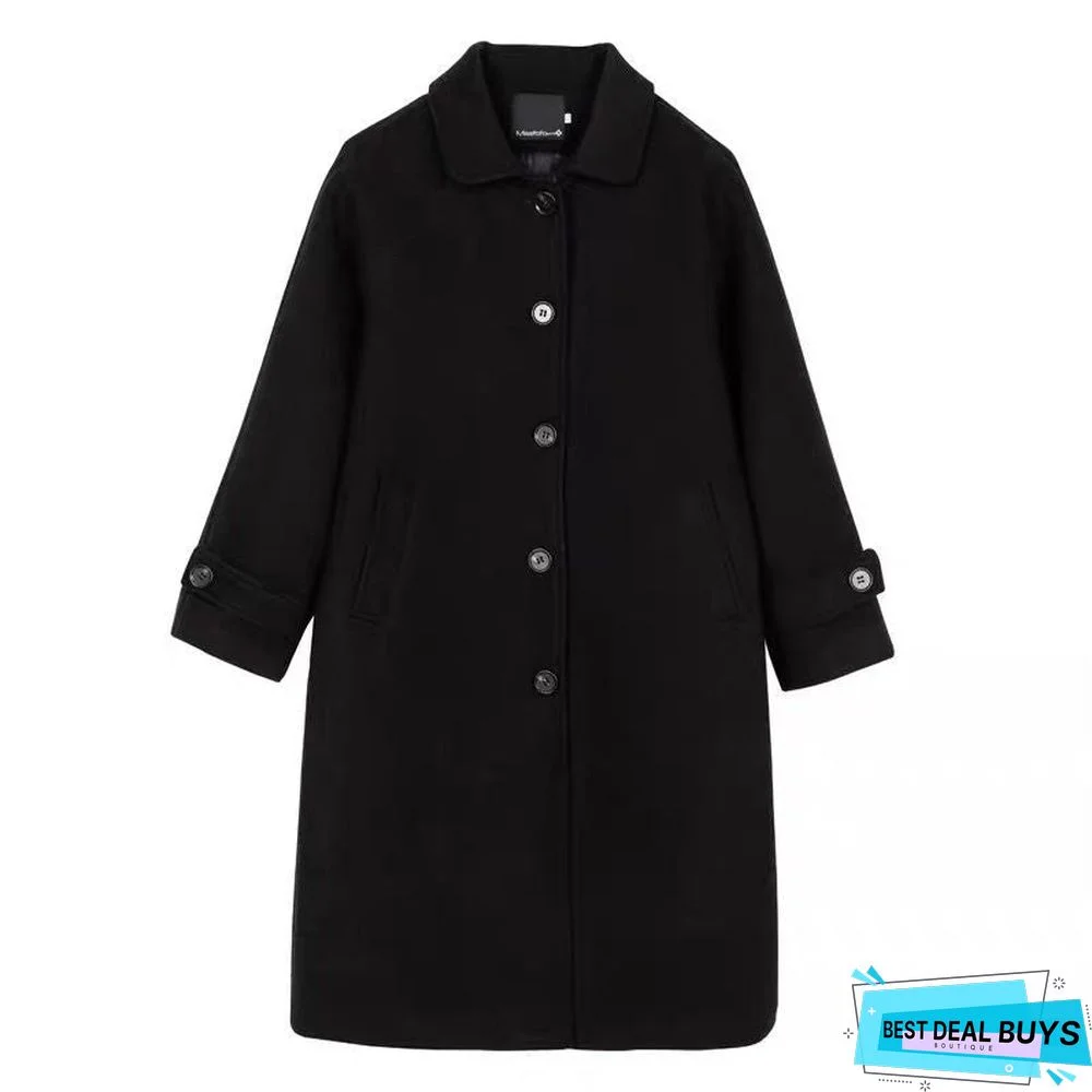 Autumn and Winter Black Long Coat Thickening