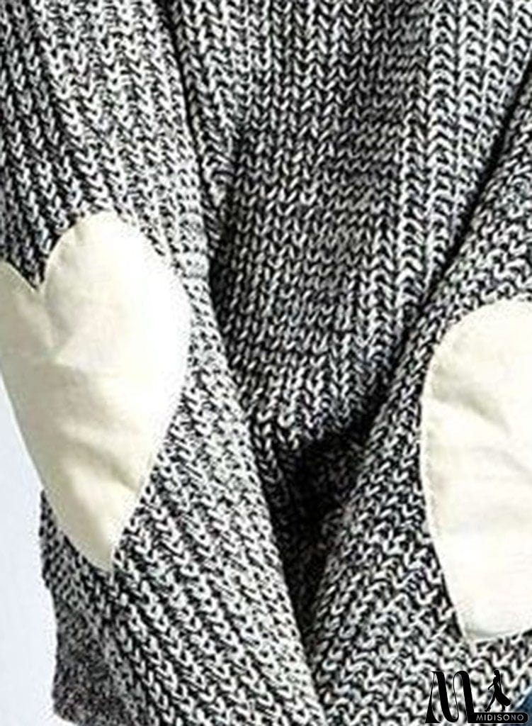 MidiSono - Heathered Heart Patch Pullover Knit Sweater
