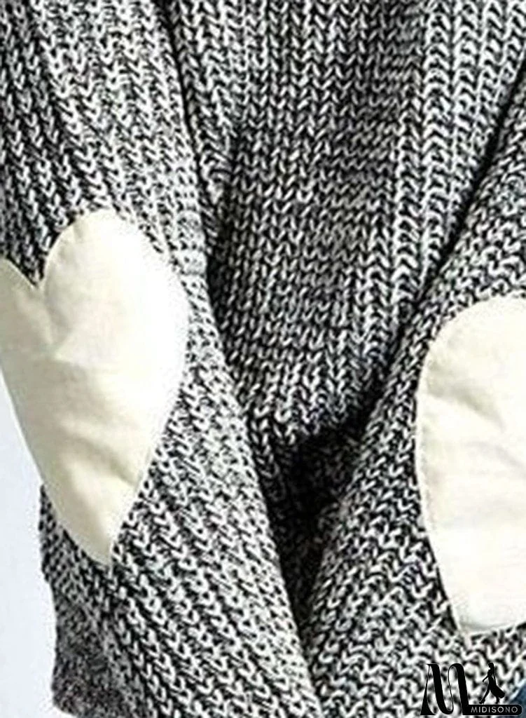 MidiSono - Heathered Heart Patch Pullover Knit Sweater