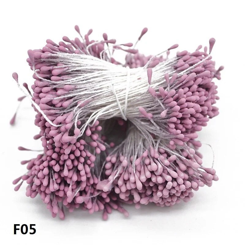 1 Bundle= 800Pcs Artificial Flower Double Heads Stamen Pearlized Craft Cards Cakes Decor Floral for Home Wedding Party Decor