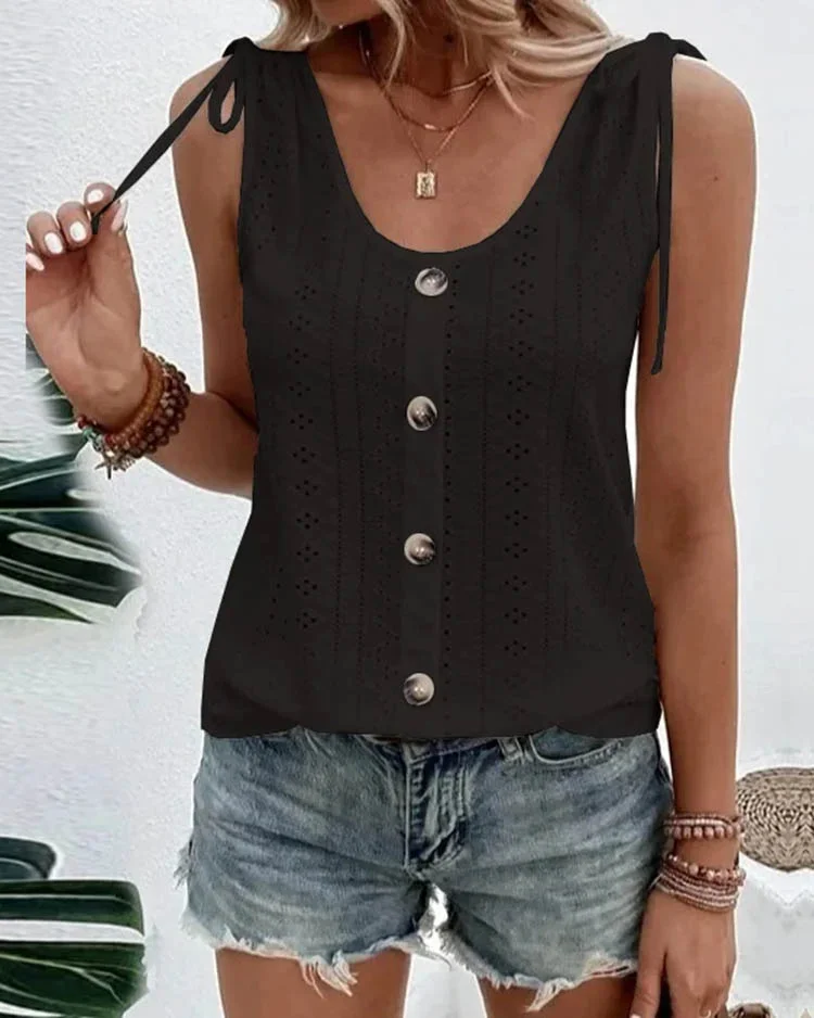 Casual cutout round neck vest