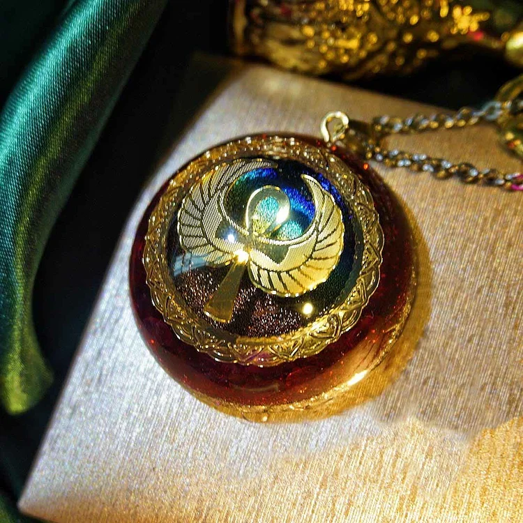 Olivenorma Garnet Lapis Lazuli Aquamarine Key Of Life Necklace