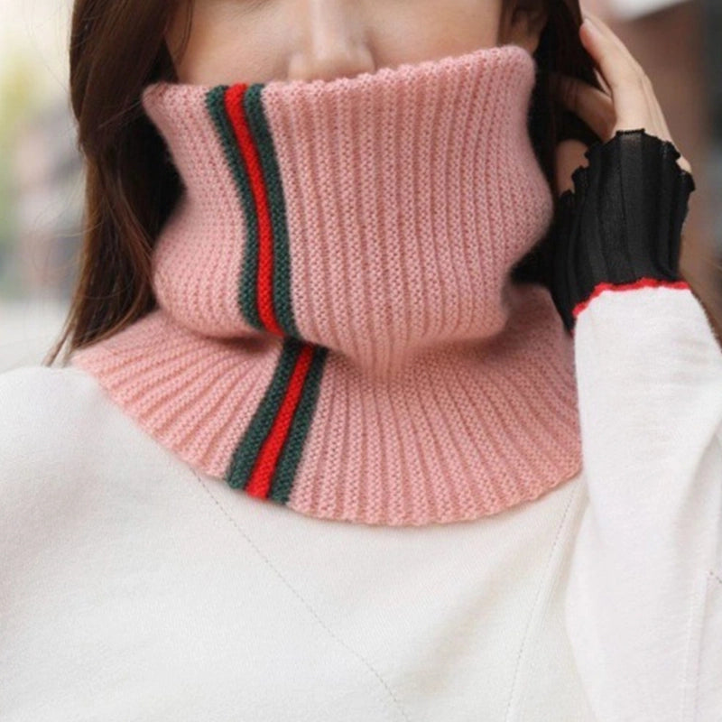 Autumn And Winter New Warm Knitted Hat Women’s Striped Geometric Neck Protection Scarf Pure Color Cover Fashion Couple