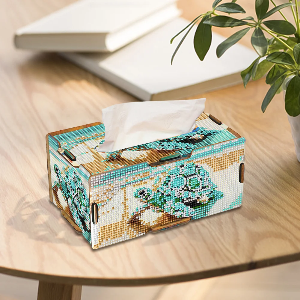 Diamond Painting Tissue Box Kits Decorative Rhinestone Craft Kit (Turtle)