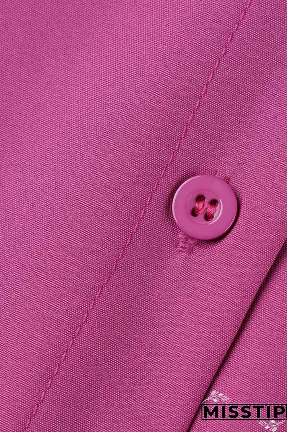 Rose Red Casual Solid Patchwork Buckle Turndown Collar Shirt Dress Dresses