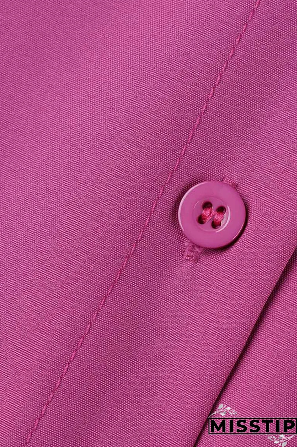 Rose Red Casual Solid Patchwork Buckle Turndown Collar Shirt Dress Dresses