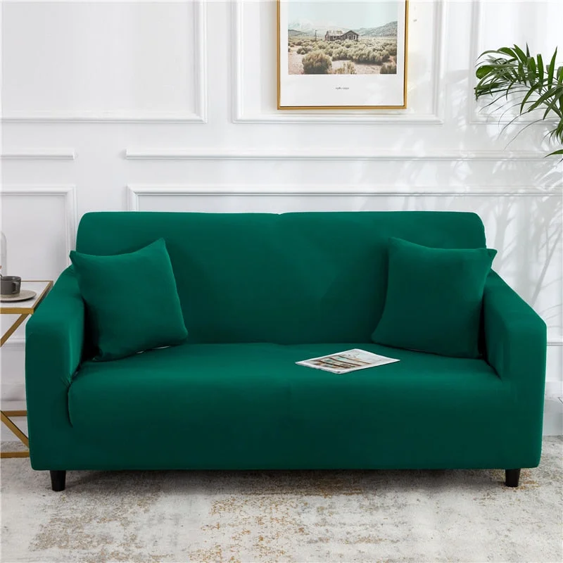 Solid Color Sofa Covers for Living Room Polyester Sofa Cover Elastic Corner Couch Cover Slipcover Chair Protector 1/2/3/4 Seater