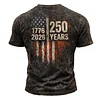 Cotton American Flag Eagle T-Shirt 250 Years One Nation Under God Patriotic Men's Graphic Tee by Inlyline
