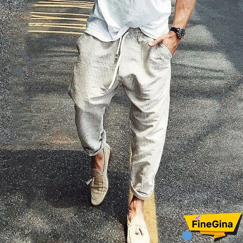 Casual Mens Striped Straight Pants