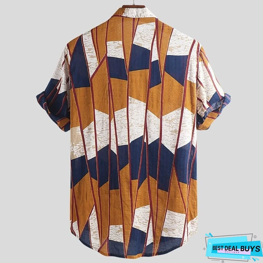 New Arrival Men Fashion Casual Multi Color Lump Chest Short Sleeve Shirt