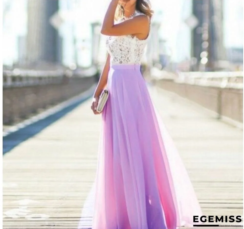 Lace Stitched Chiffon Extra Long Dress | EGEMISS