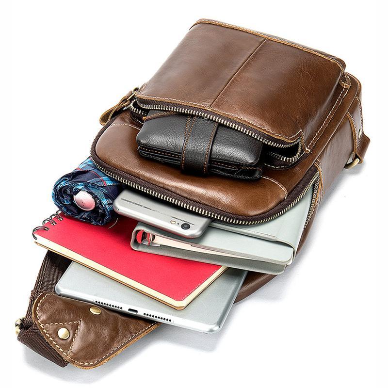 Multipurpose Vintage Waterproof Fashion Leather Chest Bags For Men