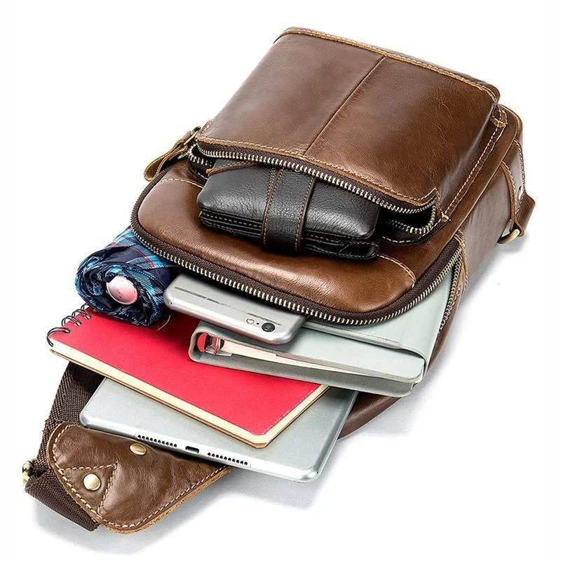 Multipurpose Vintage Waterproof Fashion Leather Chest Bags For Men