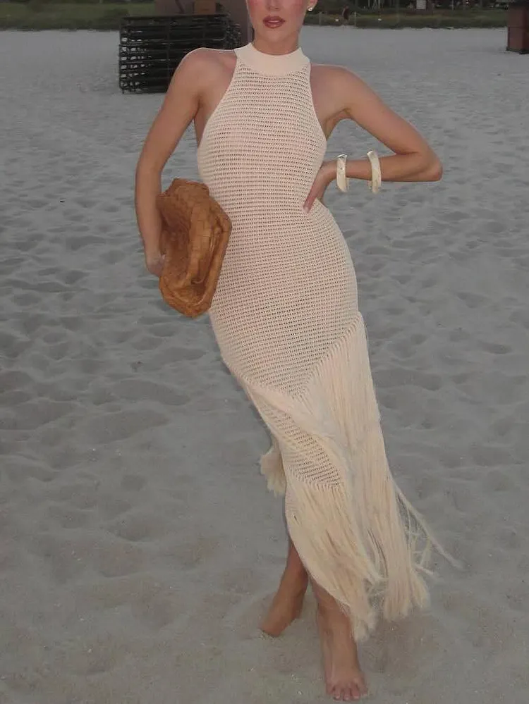 Knitted Tassel Hem Dress