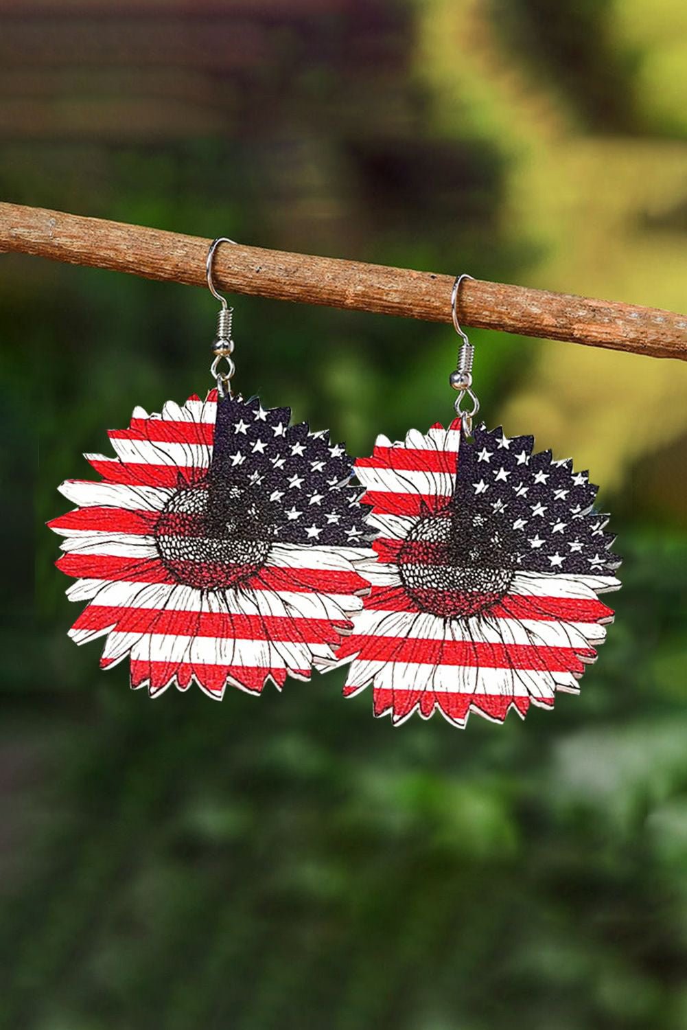 American Flag Sunflower Earrings