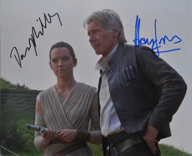 HARRISON FORD & Daisy Ridley Star Wars Han Solo 8x10 wCoA