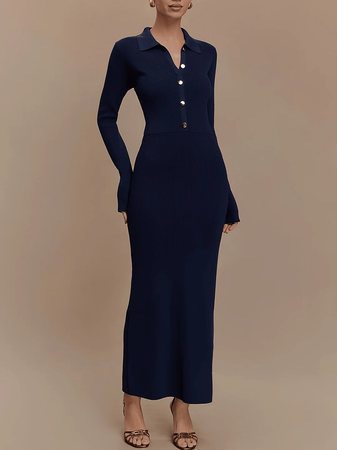 Nigikala Nigikala Autumn And Winter Knitted Dress Female Decoration Body Button Comfort And Temperament Elegant