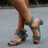 Gioiacombo&trade; Nuovi sandali con tacco alto in pelle con fiocco alla moda da donna