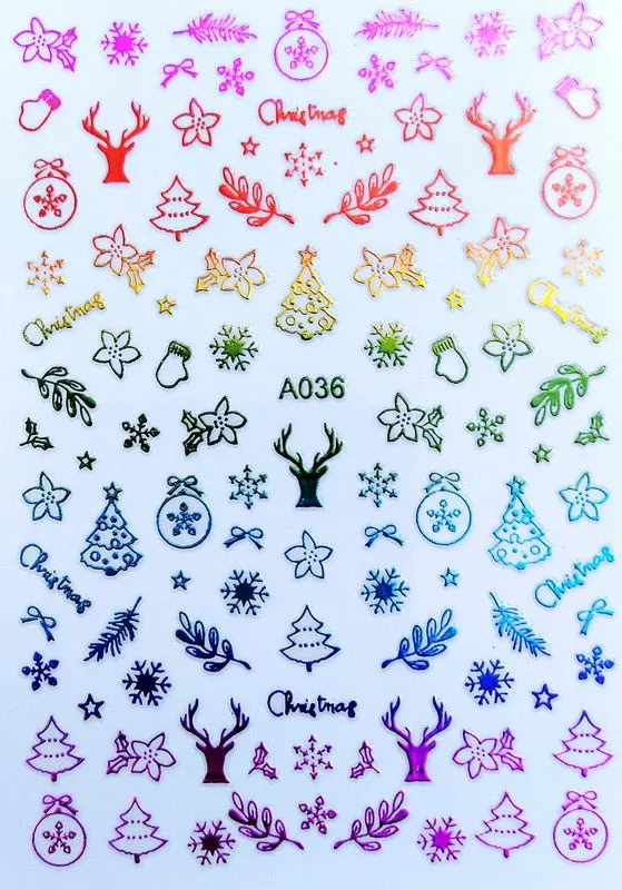 Merry Christmas Nail Art Decals Decoration Self Adhesive Nail Art Stickers Manicure Design White Snow Sticker for Nail Design-Nail Inspo