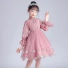 Kid Girls Embriodery Flower  Princess Tutu Birthday Party Dresses